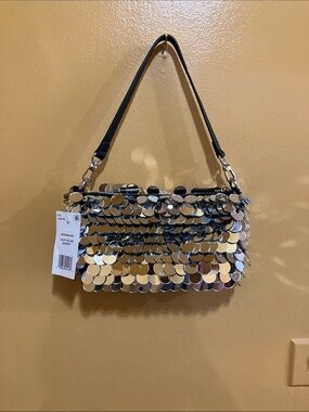 Aldo Mirrored Sequin Mini Shoulder Bag - Silver & Black